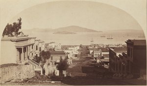 Alcatraz-sziget és a San Franciscó-i öböl, északról nézve, 1880-as évek (fotó) alkotó: Carleton Emmons Watkins