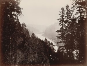 Big River, a Rancherie-ből, Mendocino, Kalifornia, 1863. alkotó: Carleton Emmons Watkins