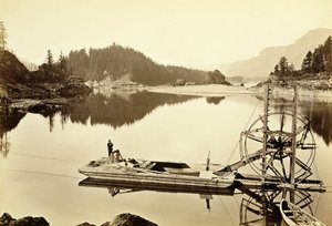Úszó lazackerék, vízesések, 1867