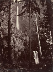 Multnomah Falls, Oregon, 1867, később nyomtatva. alkotó: Carleton Emmons Watkins