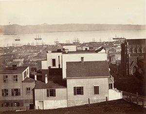 San Francisco, Kalifornia és Powell Streets, 1864, nyomtatott kb. 1876. alkotó: Carleton Emmons Watkins