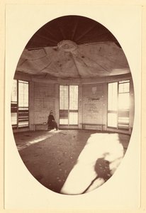 Egy facsonkra épített pavilon belseje, Mammutfa liget, Calaveras Co., Cal. alkotó: Carleton Watkins