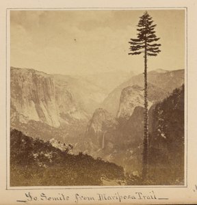 A Yosemite-völgy a „Best General View” pontból, Mariposa Trail alkotó: Carleton Watkins
