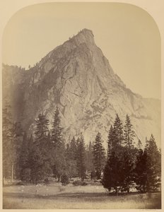Három fivér, elölnézet, 4480 láb, Yosemite alkotó: Carleton Watkins
