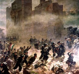 a római Pia kapu áttörése Risorgimento idején (Olaszország egyesítése) 1870 (olaj, vászon)
