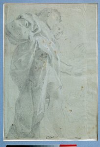 Két férfi állva drapériák Carlo Bononi (1569-1632) tintával és mosógéppel rajza Dim. 0,27 x 0,39 m Párizs. Louvre múzeum