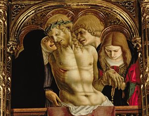 A halott Krisztus siralma, részlet a SantEmidio poliptichonból, 1473 tempera a 76636 panel részletén alkotó: Carlo Crivelli
