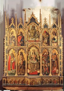 Madonna és gyermek szentekkel, poliptichon (tempera a táblán) alkotó: Carlo Crivelli