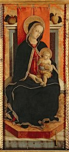 Madonna és gyermeke szentekkel, poliptichon alkotó: Carlo Crivelli