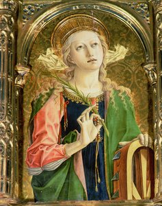 Alexandriai Szent Katalin, a SantEmidio poliptichon részlete, 1473-as tempera a 76636-os tábla részletén alkotó: Carlo Crivelli