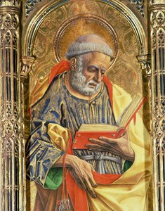 Szent Péter, részlet a SantEmidio poliptichonból, 1473 tempera a 76636 tábla részletén alkotó: Carlo Crivelli