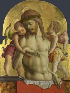 A halott Krisztus két angyal támogatásával alkotó: Carlo Crivelli