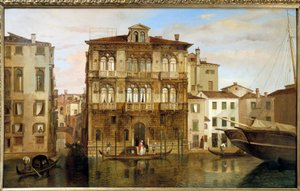 Carlo Ferrari (1813-1871) Maria Taglioni gondolában velencei épülete előtt alkotó: Carlo Ferrari