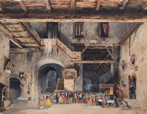 Az Opera díszletterve Giuseppe Verdi A sors ereje. alkotó: Carlo Ferrario