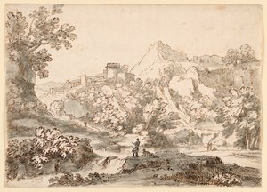 Rajz, Tájkép várossal, 1750-1770 alkotó: Carlo Marchionni