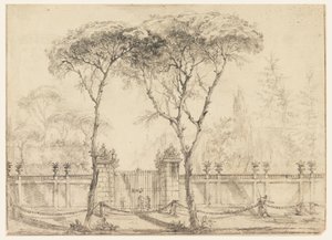 Rajz, Egy villa kapujában, 1770-86 alkotó: Carlo Marchionni