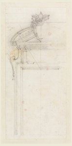 Rajz, terv egy ajtótartó tokhoz, 1725-50