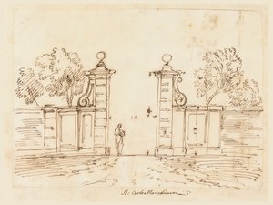 Rajz, Egy villa kapujának terve, 1750-55 alkotó: Carlo Marchionni