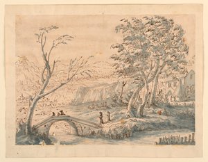 Rajz, Tájkép híddal, 1770-1786