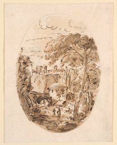 Rajz, Tájkép lovassal és híddal, 1750-1786