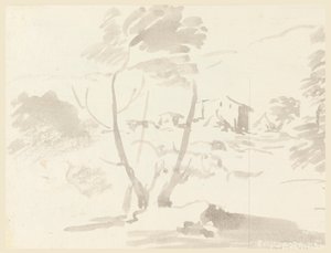 Rajz, Fák vázlata egy tájban, 1760-1780