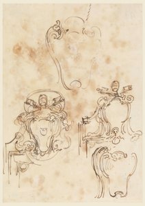 Rajz, vázlatok keretekhez és karnisokhoz, 1758-69 alkotó: Carlo Marchionni