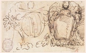 Rajz, Két címerpajzs XIV. Benedek pápa címeréhez, 1740-58