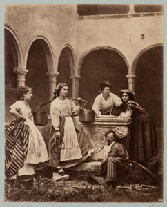 Alakok a kútnál, a velencei San Giobbe kolostor kerengője (Donne al Pozzo, Chiostro di San Giobbe, Velence) alkotó: Carlo Naya