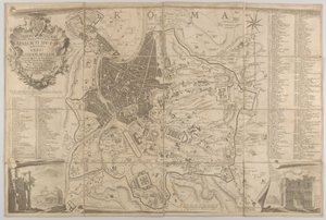 Az ókori Róma terve, kilátással a Pantheonra lent balra és egy diadalív alsó fúrótoronyra..., 1748 alkotó: Carlo Nolli