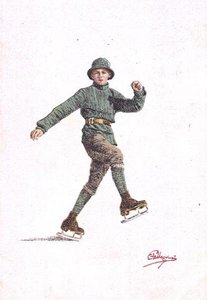 Lone Man Skating (színes litho) alkotó: Carlo Pellegrini