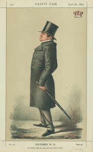 Lord Stanley, az egyik féllel beszél, a másikkal színészkedik, 1869. június 26., Vanity Fair rajzfilm alkotó: Carlo Pellegrini