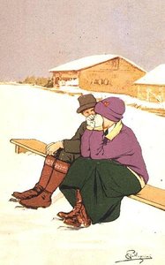 A síró korcsolyázó (színes litográfia) alkotó: Carlo Pellegrini