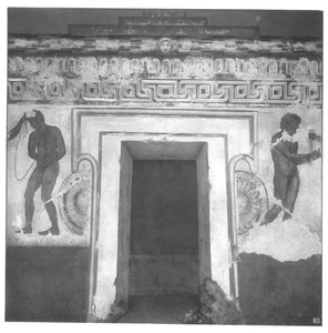 Caile Vipinas, az etruszk falfestmény rekonstrukciója a vulci Francois sírban Kr.e. 320-280 (falfestmény) (lásd még: 212367, 212368, 214590) alkotó: Carlo Ruspi