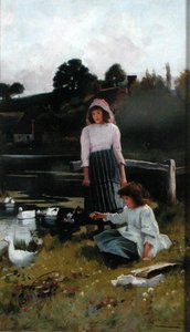 A kacsák etetése (olaj a panelen)