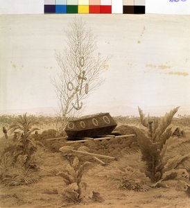 "A sír szélén" Egy koporsó, amelyet le akarnak engedni a sír aljára. Caspar David Friedrich (1774-1840) tollrajza 1830 körül Puskin Múzeum, Moszkva alkotó: Caspar David Friedrich