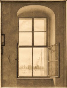 Kilátás a művész műterméből (jobb oldali ablak) alkotó: Caspar David Friedrich