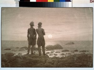 ""Két férfi néz a tengerre a partról"" (Két férfi a tengerparton) Caspar David Friedrich (1774-1840) akvarellje 1835 Méret: 25,9 x 22,2 cm Puskin Múzeum Moszkva alkotó: Caspar David Friedrich