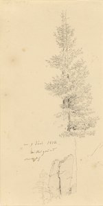 Német: Studie mit Fichten und Felsen Tanulmány lucfenyőkről és egy szikláról alkotó: Caspar David Friedrich