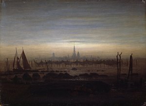 Greifswald holdfényben alkotó: Caspar David Friedrich