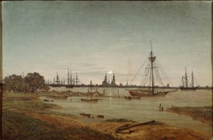 Kikötő a holdfényben alkotó: Caspar David Friedrich