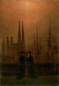 Harbor at Night Sisters, 1818-1820. alkotó: Caspar David Friedrich