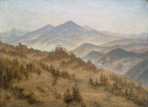 Táj a Rosenberggel a Cseh-hegységben alkotó: Caspar David Friedrich