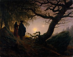 A holdat szemlélő férfi és nő alkotó: Caspar David Friedrich