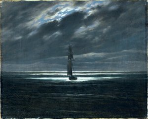 Tengeri darab holdfényben (olaj, vászon) alkotó: Caspar David Friedrich