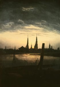 Város holdkeltekor alkotó: Caspar David Friedrich