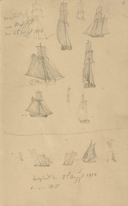 Vitorlás hajók tanulmányozása alkotó: Caspar David Friedrich