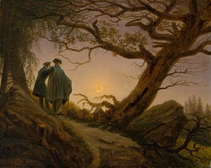 Két férfi szemléli a Holdat alkotó: Caspar David Friedrich