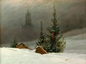 Téli táj templommal alkotó: Caspar David Friedrich