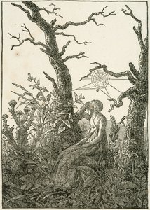 Nő pókhálóval a csupasz fák között alkotó: Caspar David Friedrich