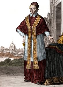 XI. Kelemen pápa (Clemente ou Clemens) portréja (pápa 1700-tól 1721-ig) - Caspar Luyken rajzai - Christoph Weigel metszett és kiadó (Nürnberg 1703)